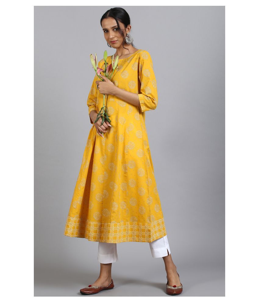 yellow colour anarkali kurti