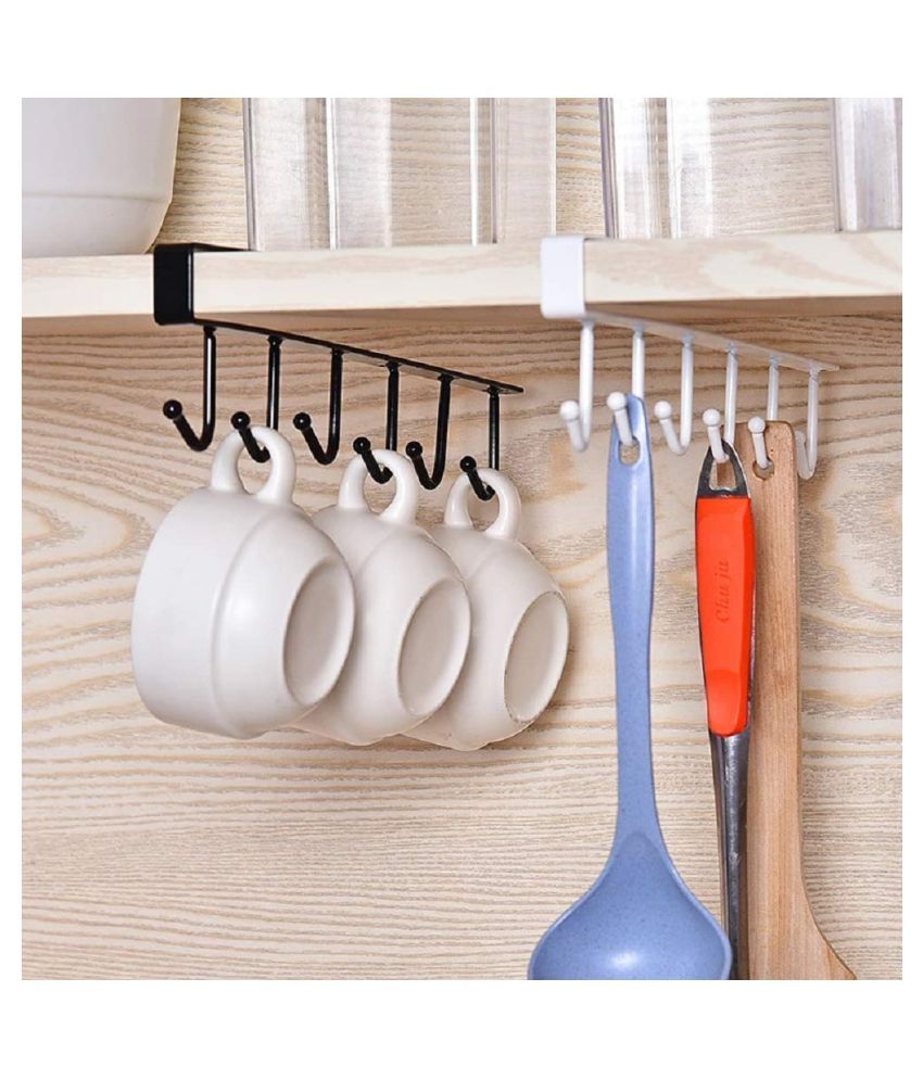Multifunctional Metal Door Organiser/Hook Hanger White Black Random