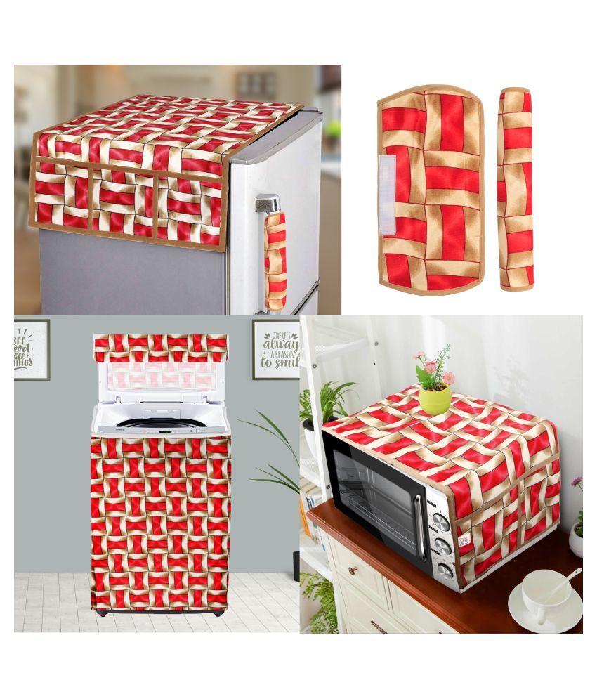     			E-Retailer Set of 5 Polyester Red Fridge Top Cover