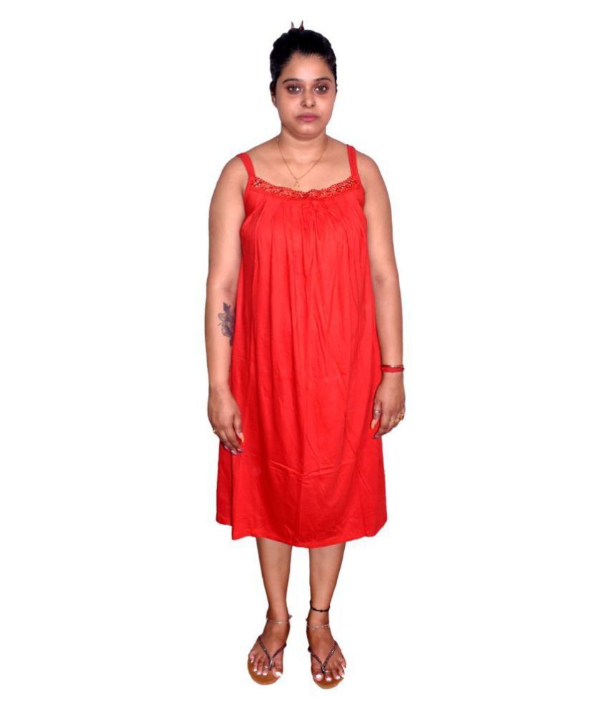     			PIYALI'S CREATION WOMEN'S Cotton Nighty & Night Gowns - Red