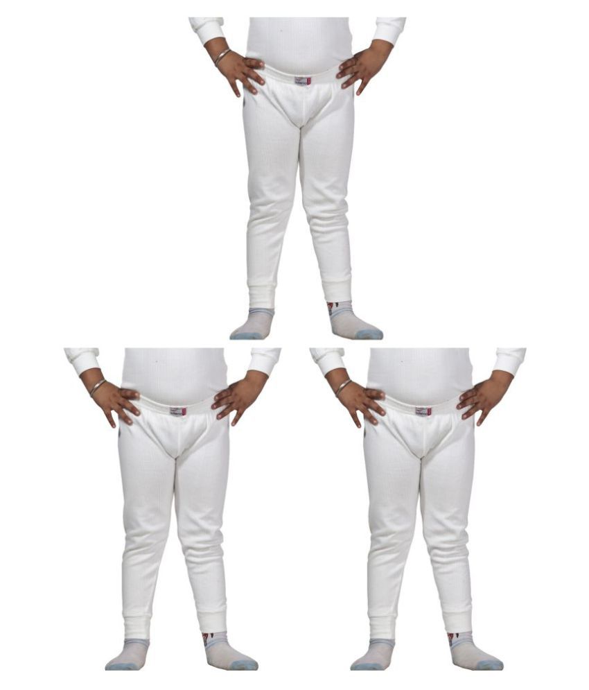     			Lux Inferno Boys & Girls White Round Neck Full Sleeves Lower/Bottom/Trouser Thermal - Pack of 3