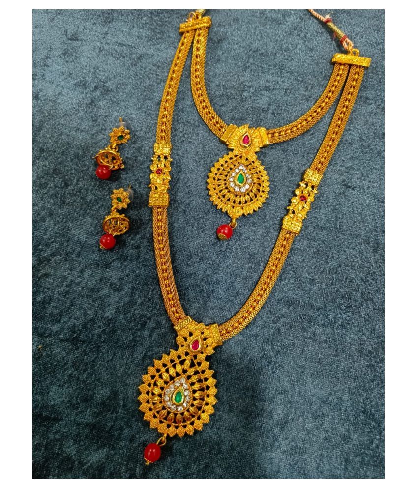 usha bentex jewellery Alloy Golden Other Traditional None Necklaces Set