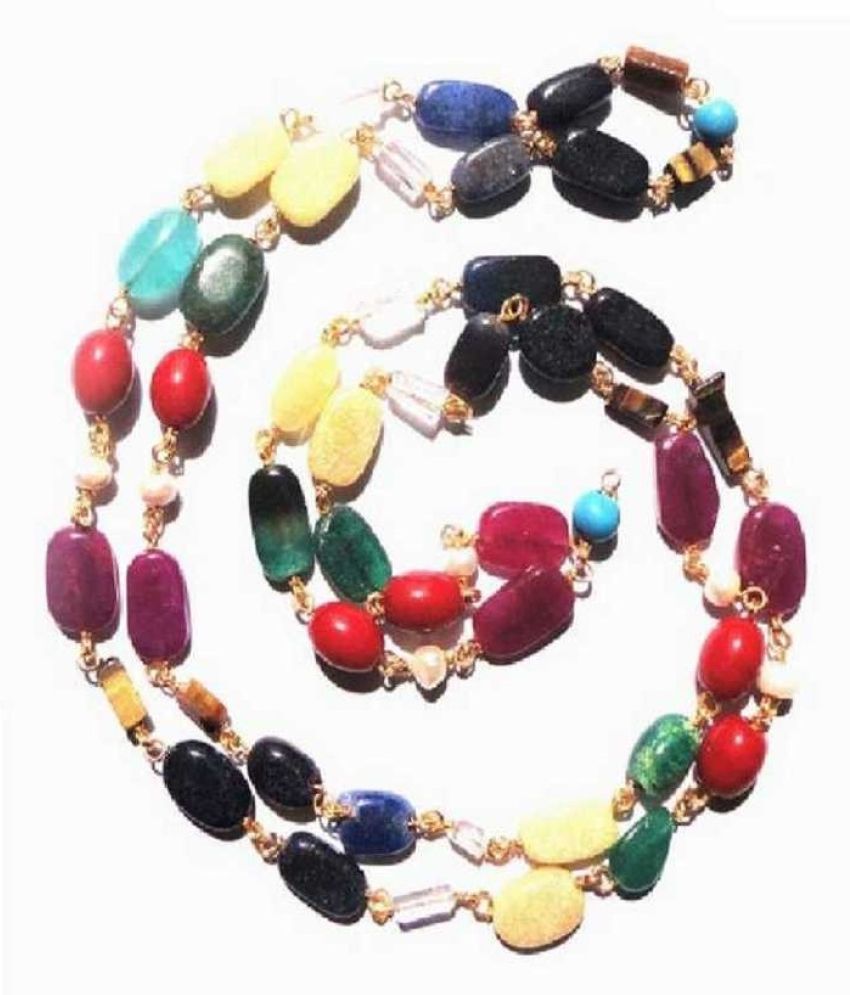 KUNDLI GEMS - Navratan Mala Beads Natural 9 gems (ratan) Navgrah stone ...