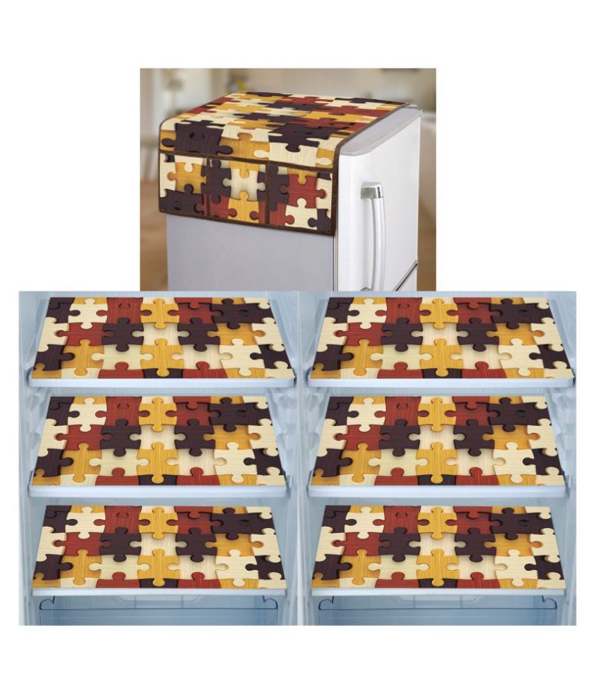     			E-Retailer Set of 7 PVC Brown Fridge Top Cover