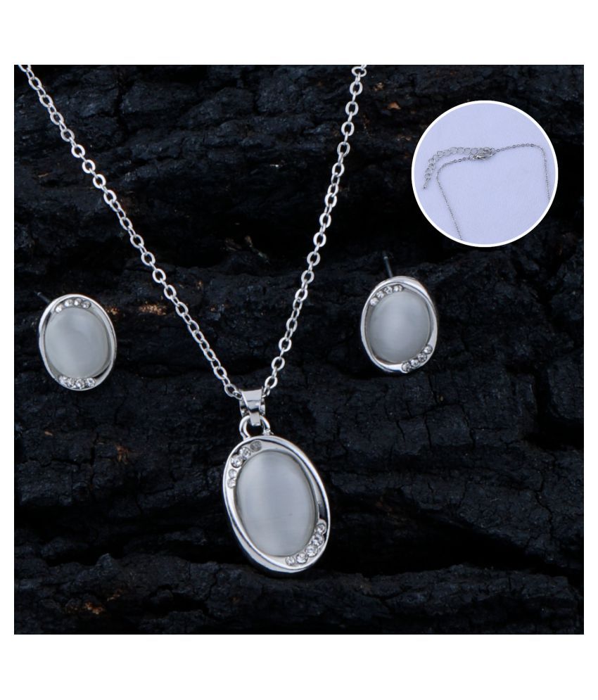     			SILVER SHINE Delicate Silver Plated  Stylish  Pendant Set For Women Girl