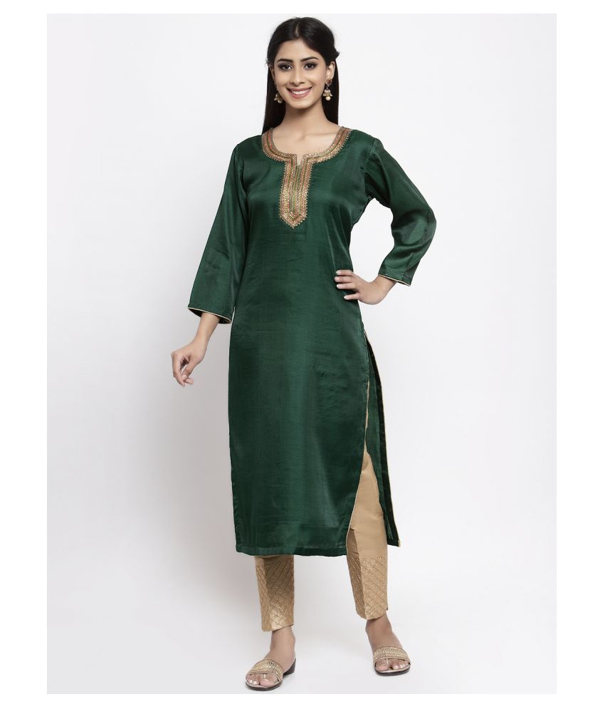 silk green kurti