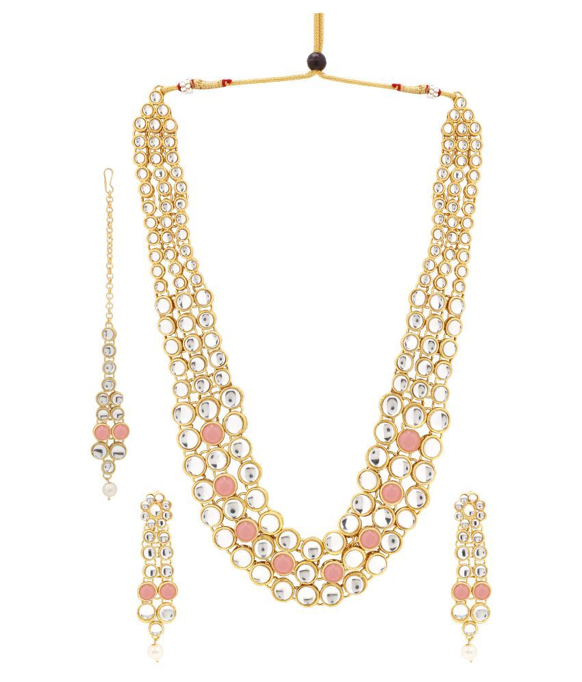     			Asmitta Jewellery Zinc Golden Traditional Gold Plated Necklaces Set