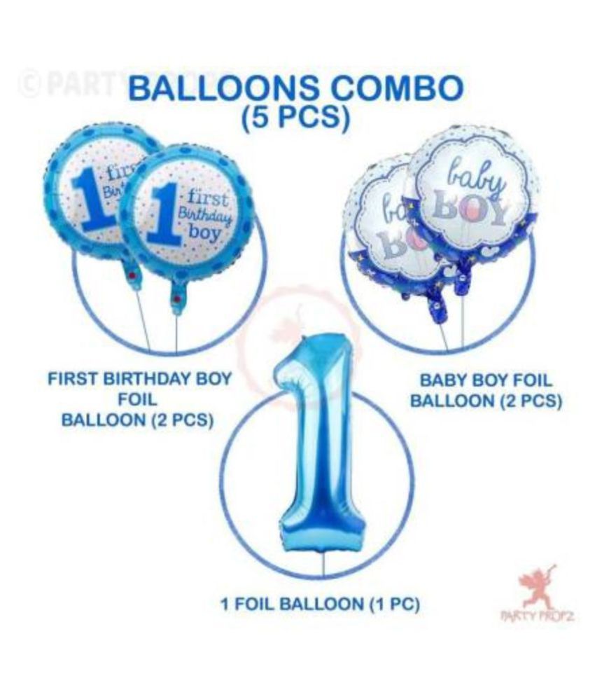 Dynamic Dealz Printed 1st Birthday Decoration Foil Balloon Package ...