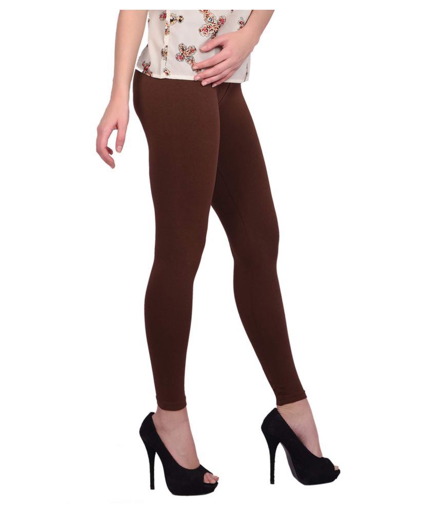 BROWN COTTON LYCRA LEGGING - Buy BROWN COTTON LYCRA LEGGING Online at ...