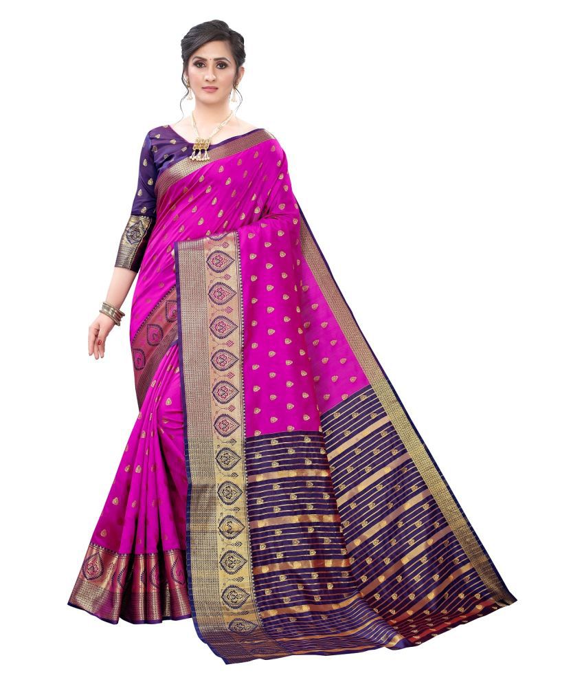 JATRIQQ Purple Kanchipuram Saree - Buy JATRIQQ Purple Kanchipuram Saree ...