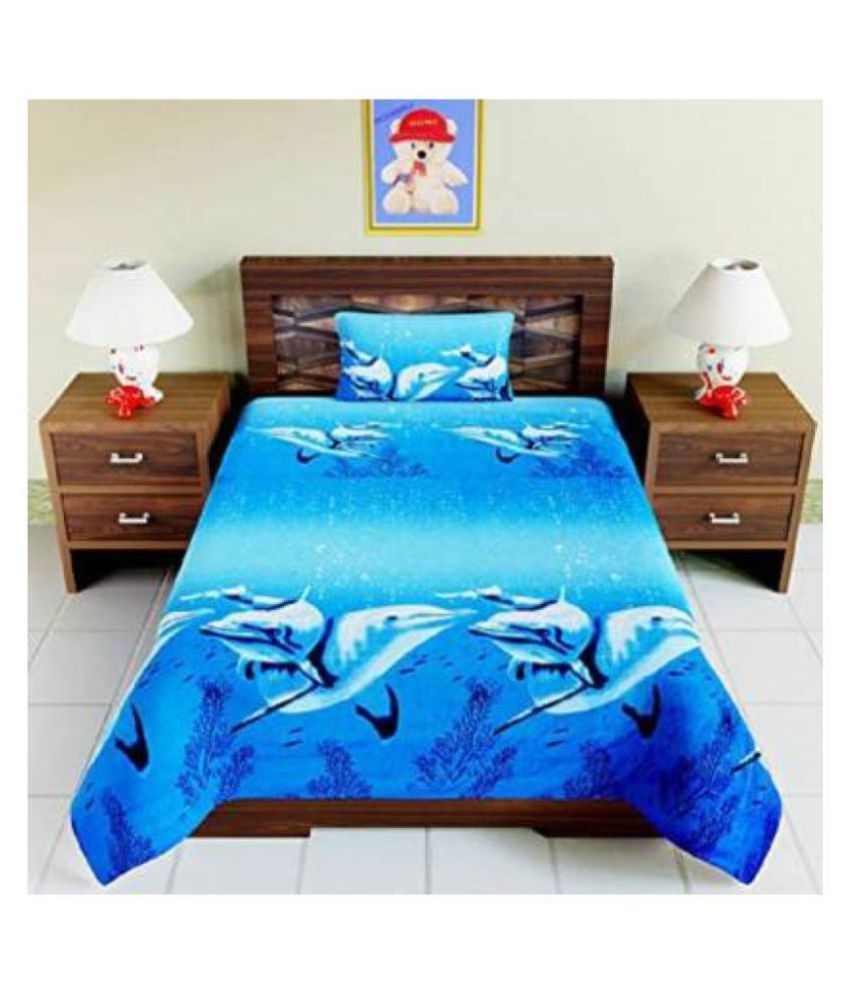 affordable hut Poly Cotton Single Bedsheet with 1 Pillow Cover ( 228 cm