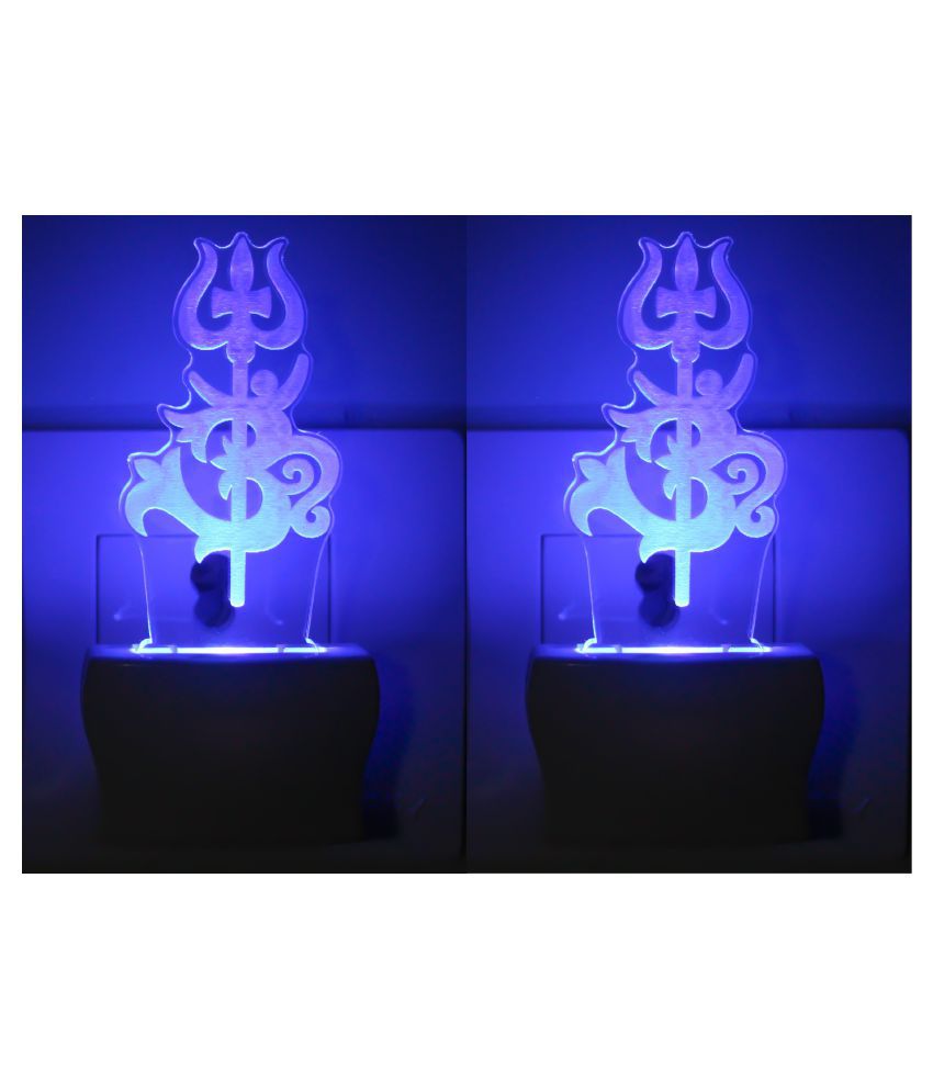     			AFAST 3D Illusion LED Hindu God OM With Holy Trident Night Lamp Multi - Pack of 2