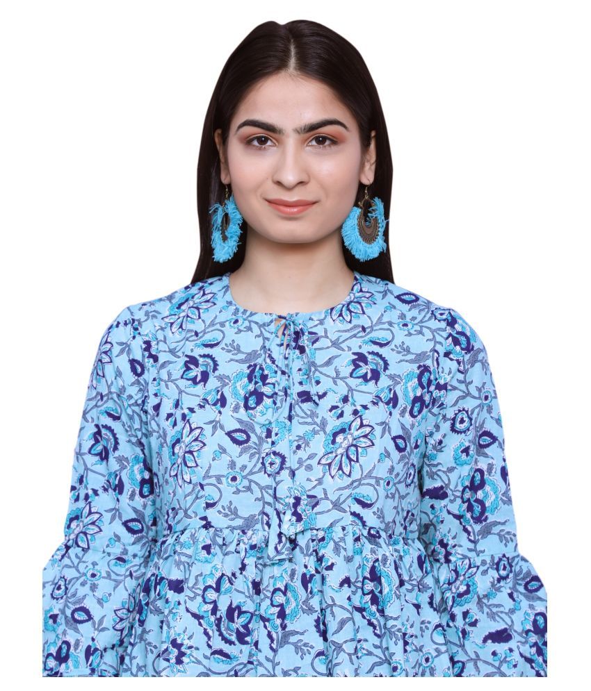 blue frock kurti
