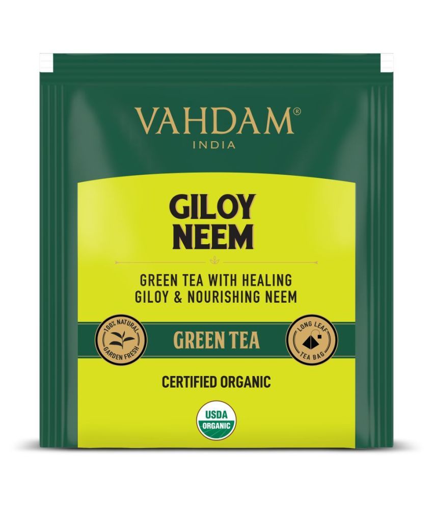 Vahdam Giloy Neem Green Tea 15 Pyramid Tea Bags Buy Vahdam Giloy Neem