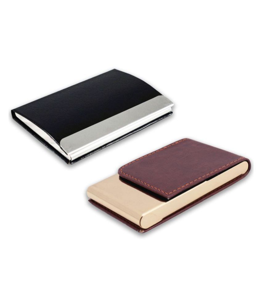     			Multicolor Artificial Leather Professional Looking Debit/Credit/Business/Visiting Card Holders for Men and Women Set of 2 (upto 15 Cards Capacity)