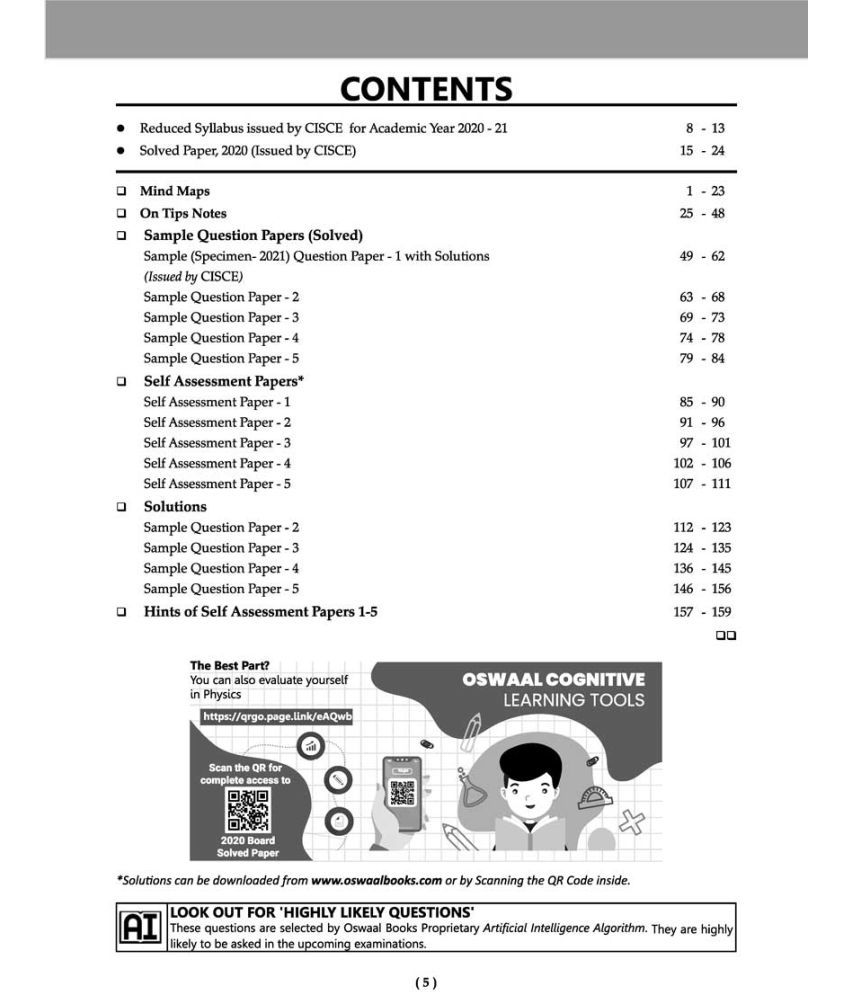 Oswaal ISC Sample Question Paper Class 11 Mathematics Book (Reduced