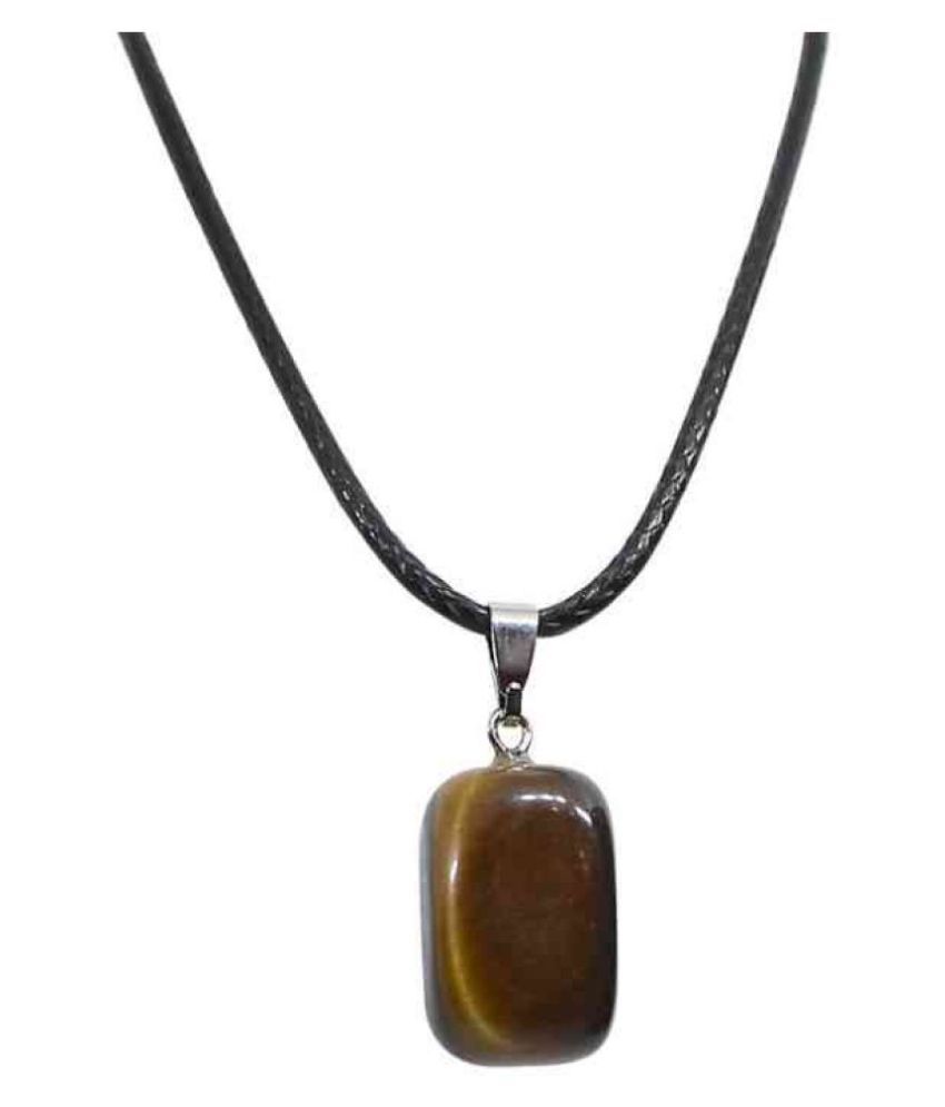     			KEASR ZEMS Real Tiger Eye Crystal Tumbled Pendant For Unisex (2x1.5x1.5 Cm)Yellow-golden