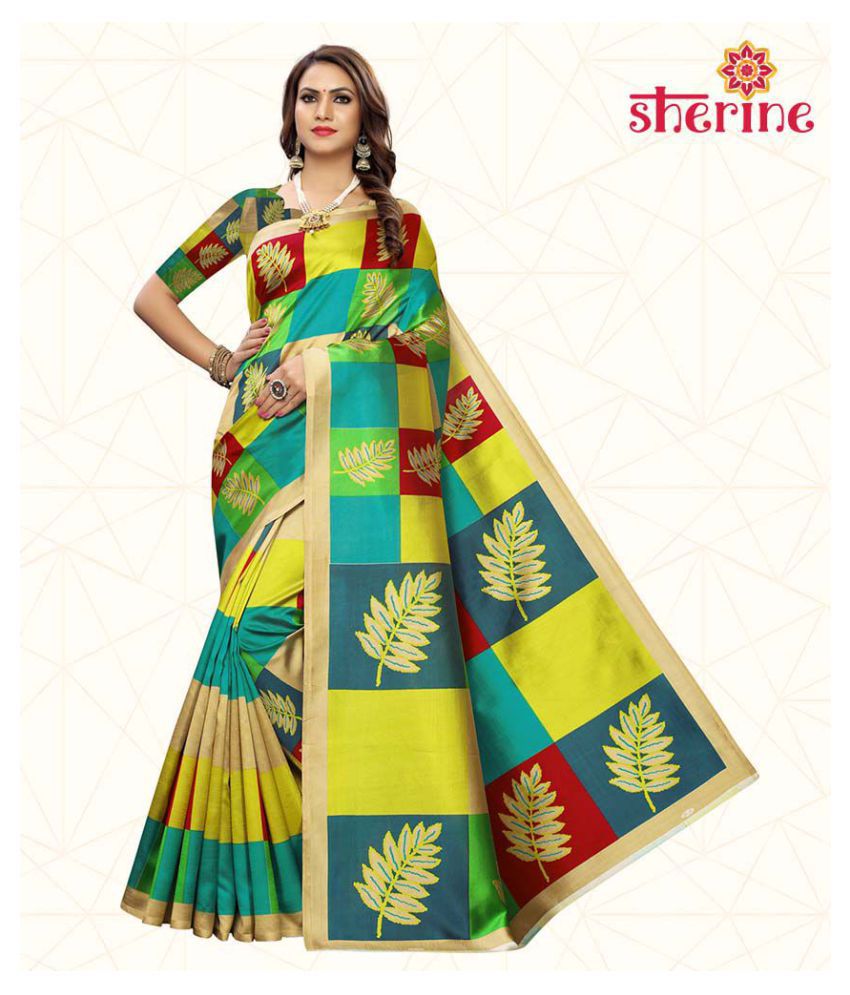 Sherine - Multicolor Silk Blend Saree With Blouse Piece (Pack of 1)