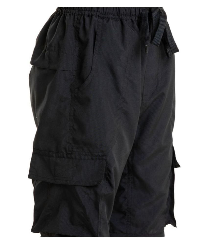 Black 4 In 1 Convertible Cargos (Full Pant, 3/4th , Shorts & Pouch ...