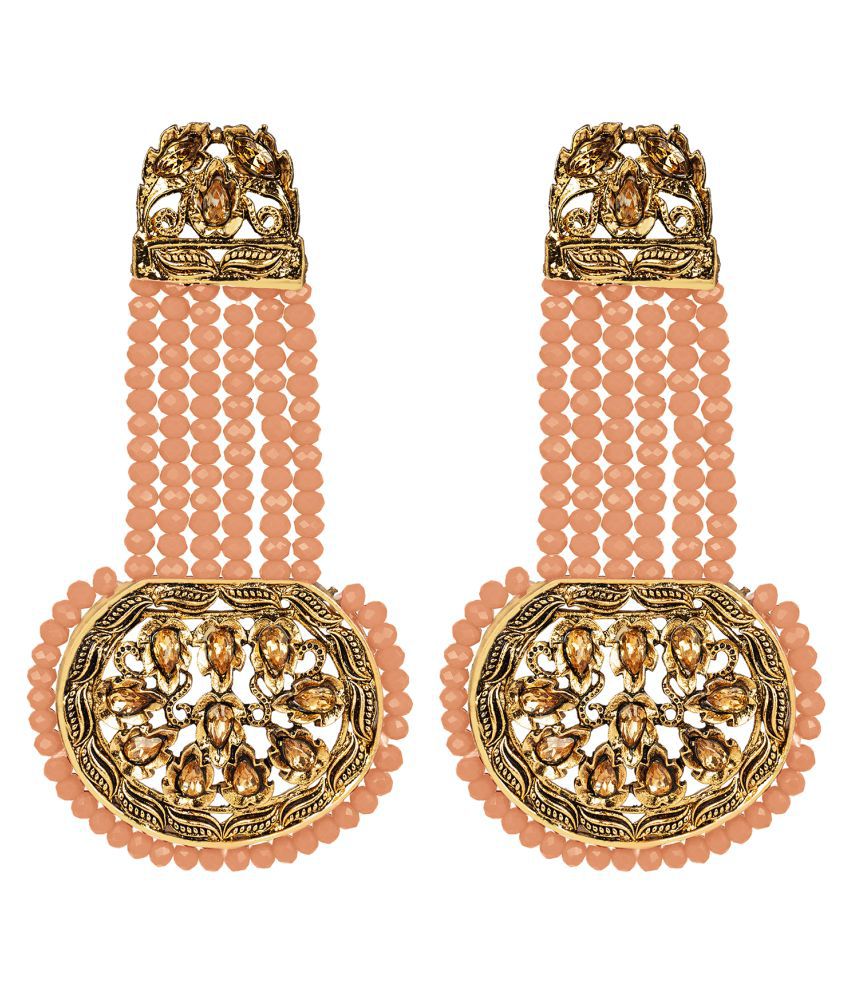     			Gold Plated Crystal Bead Jhumar Drop & Dangler Earrings For Women And Girls