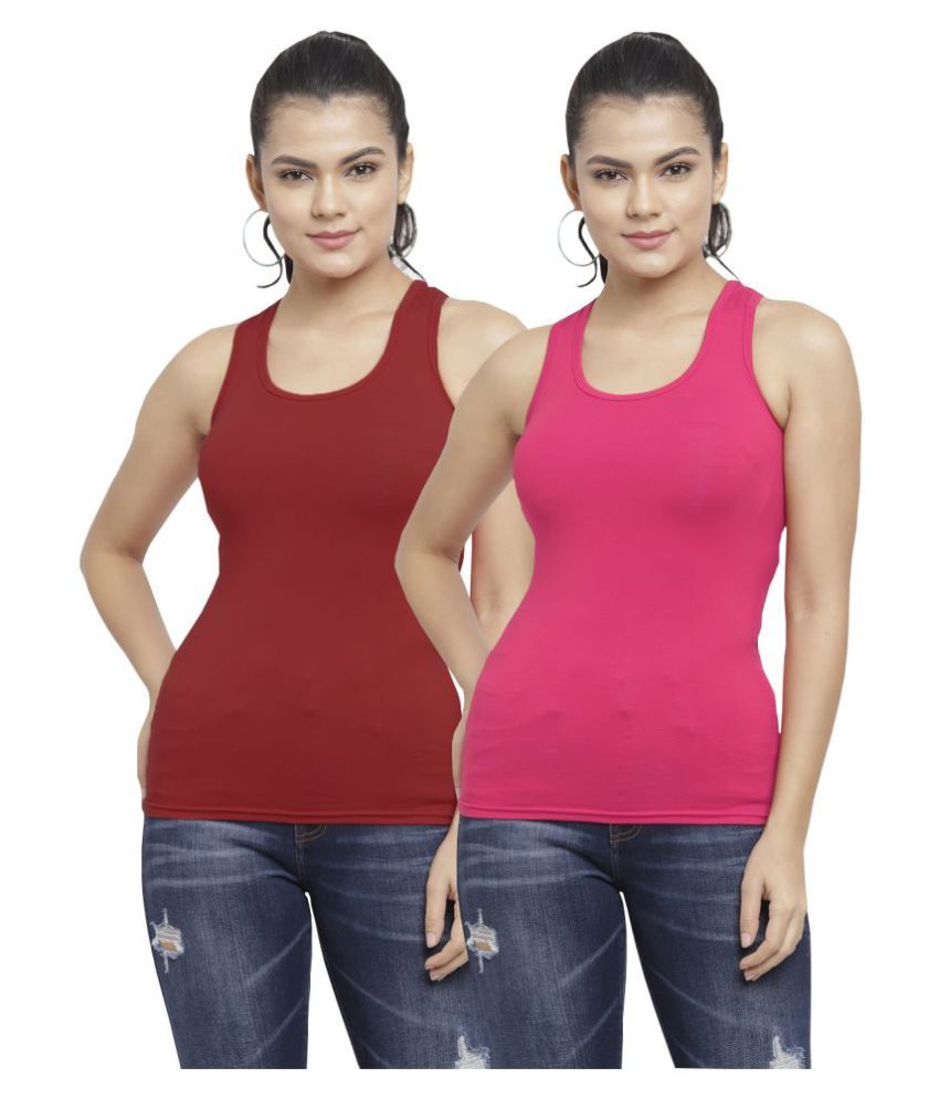     			N-Gal - Multicolor Cotton Women's Tank Top ( Pack of 2 )