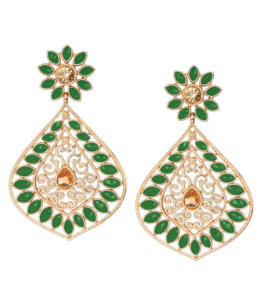     			Gold Plated Flower Shape Drop & Dangler Earrings for Women and Girls