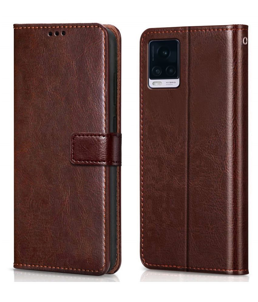 Vivo V20 Flip Cover by Wow Imagine - Brown - Flip Covers Online at Low