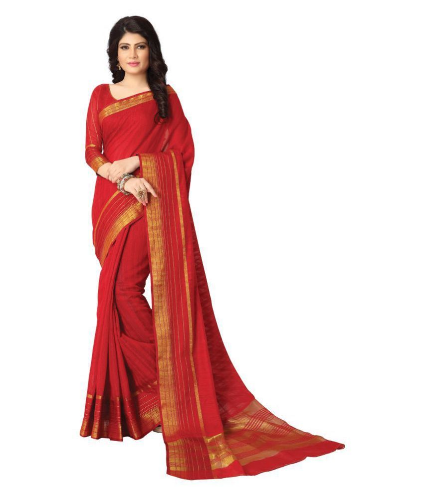 white and red cotton saree online