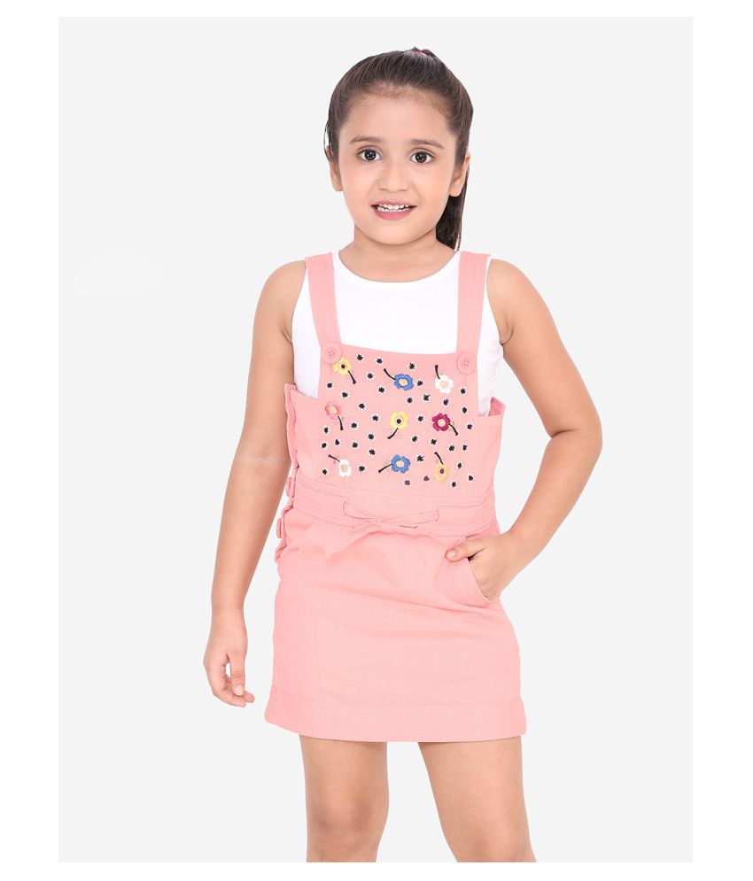     			Naughty Ninos - Pink Cotton Girl's Dungarees ( Pack of 1 )