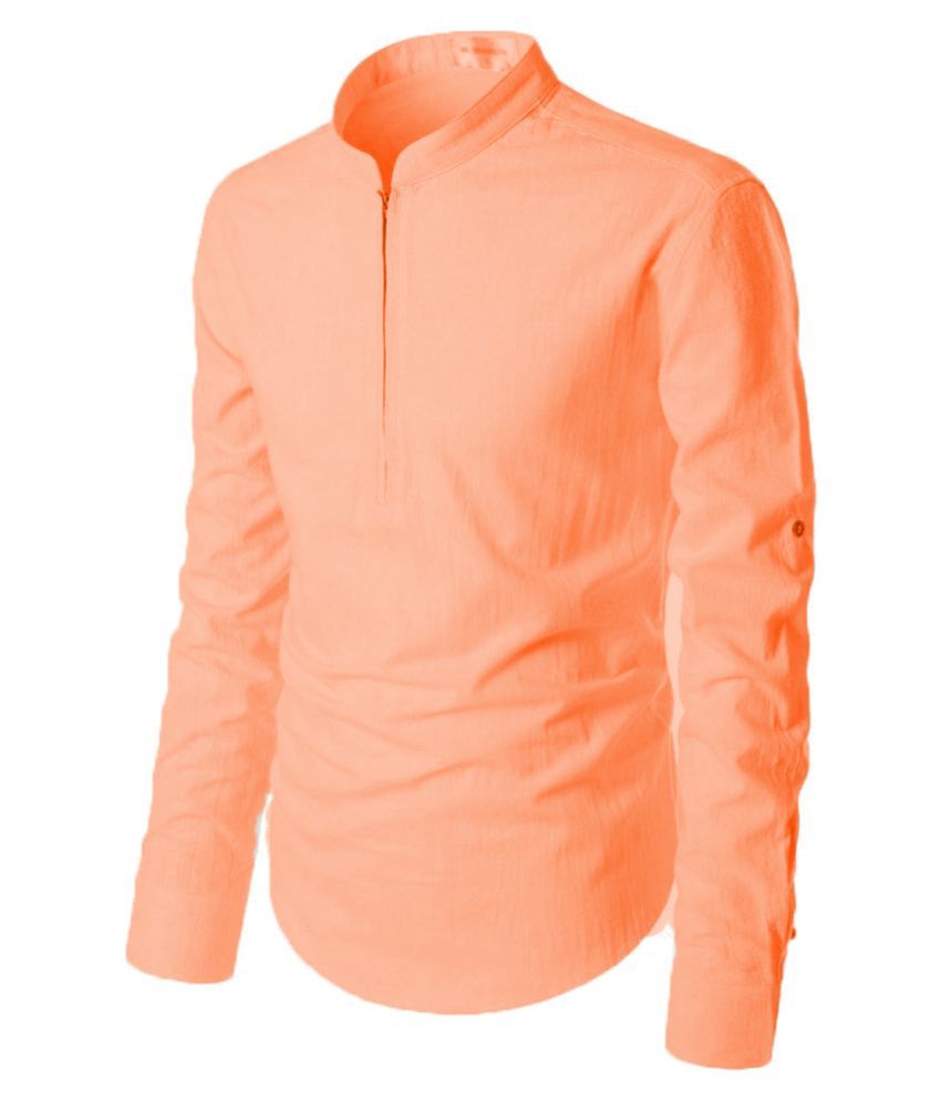 Vibe Linen Orange Shirt - Buy Vibe Linen Orange Shirt Online at Best