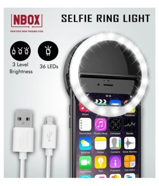 Nbox Selfie Ring Light 36 Led Clip On Smartphone Flash Light Black Selfie Sticks Accessories Online At Low Prices Snapdeal India