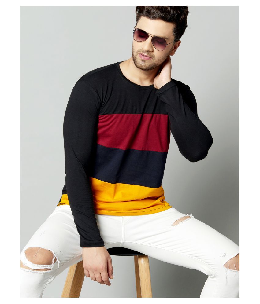 GESPO 100 Percent Cotton Multi Color Block T-Shirt - Buy GESPO 100 Percent Cotton Multi Color 