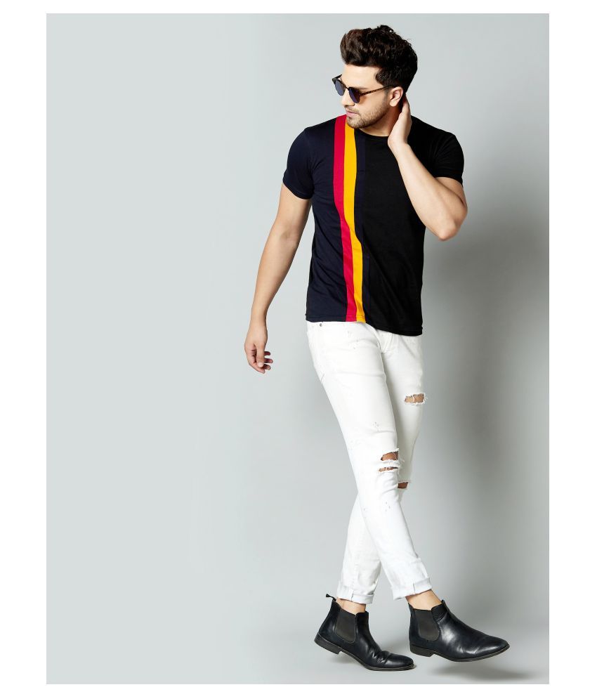 GESPO 100 Percent Cotton Multi Color Block T-Shirt - Buy GESPO 100 Percent Cotton Multi Color 