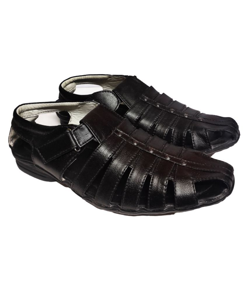 RAGE GAZE Black Synthetic Leather Sandals Price in India- Buy RAGE GAZE Black Synthetic Leather 