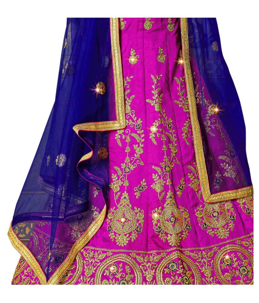 Manvaa Pink Silk Chaniya Choli Semi Stitched Lehenga - Buy Manvaa Pink ...