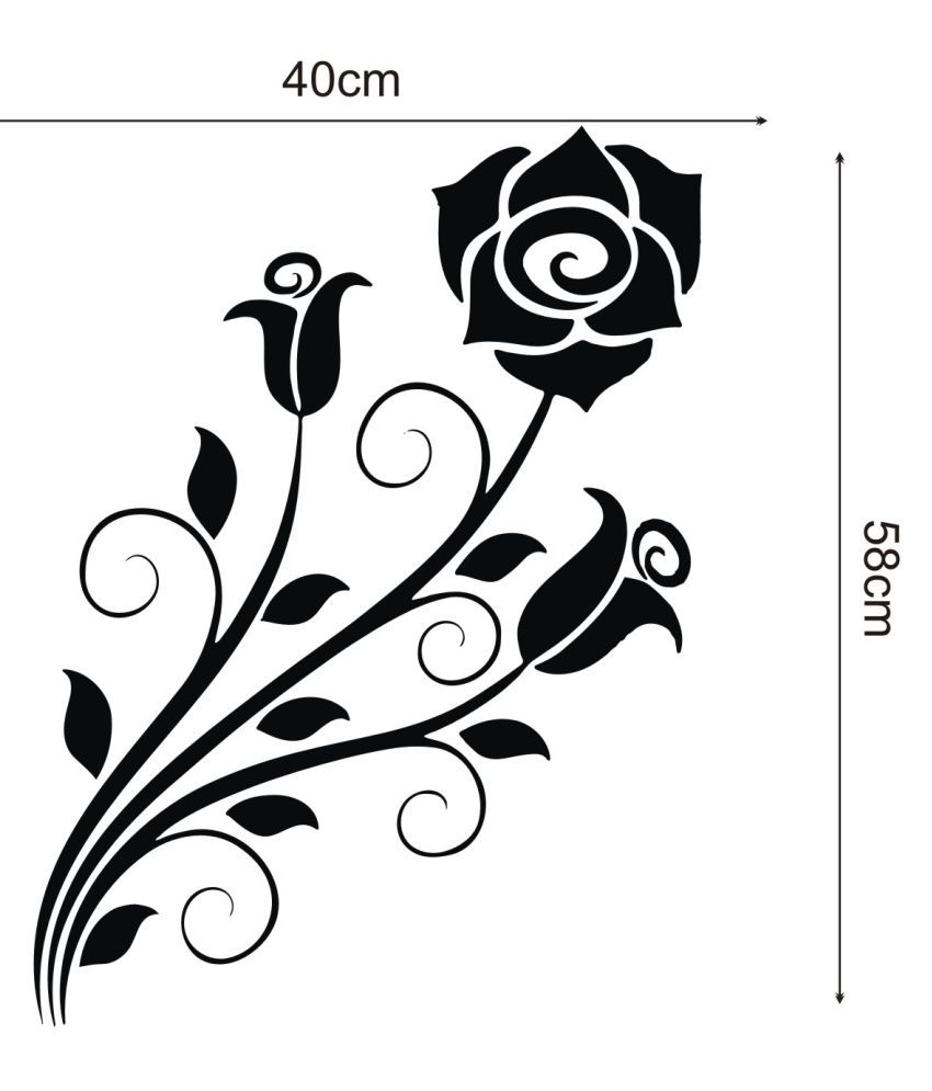 sp decals sp decals black rose wall sticker Abstract Glow in the Dark