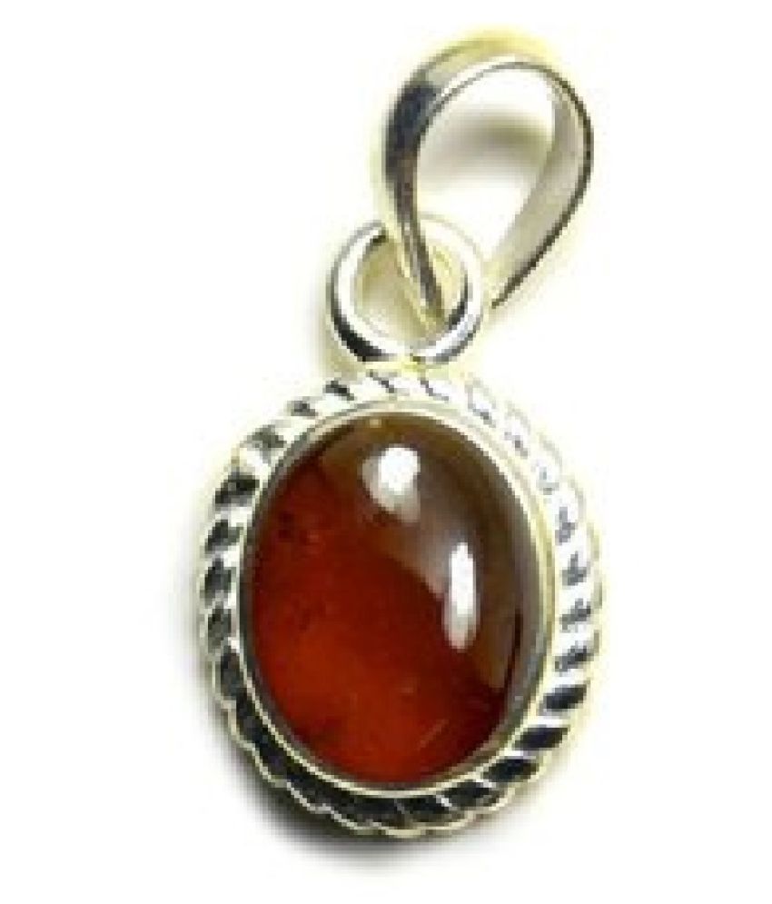 5 ratti Natural Lab certified Stone silver Hessonite (Gomed) Pendant by