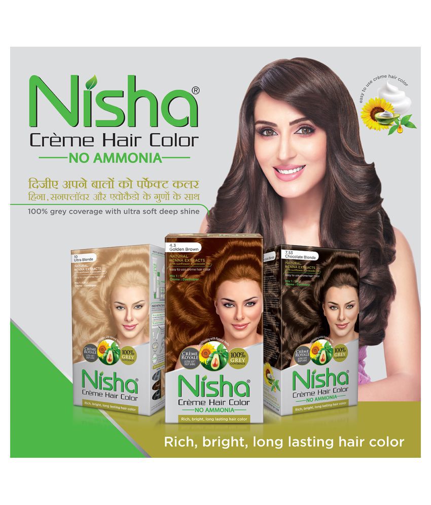 Nisha Cream Hair Color Long Lasting Permanent Hair Color Dark Blonde with  Natural Herbs each 90 mL Pack of 2: Buy Nisha Cream Hair Color Long Lasting  Permanent Hair Color Dark Blonde