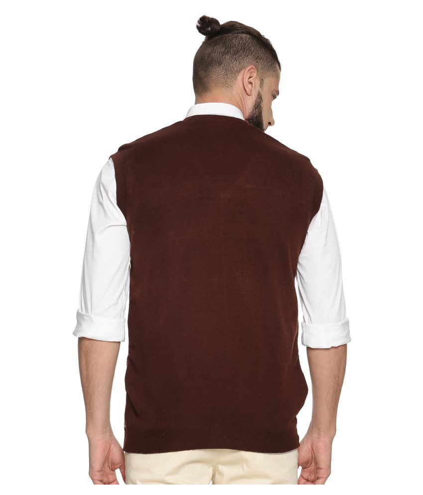 Oswal Brown V Neck Sweater Single - Buy Oswal Brown V Neck Sweater Single Online at Best Prices 