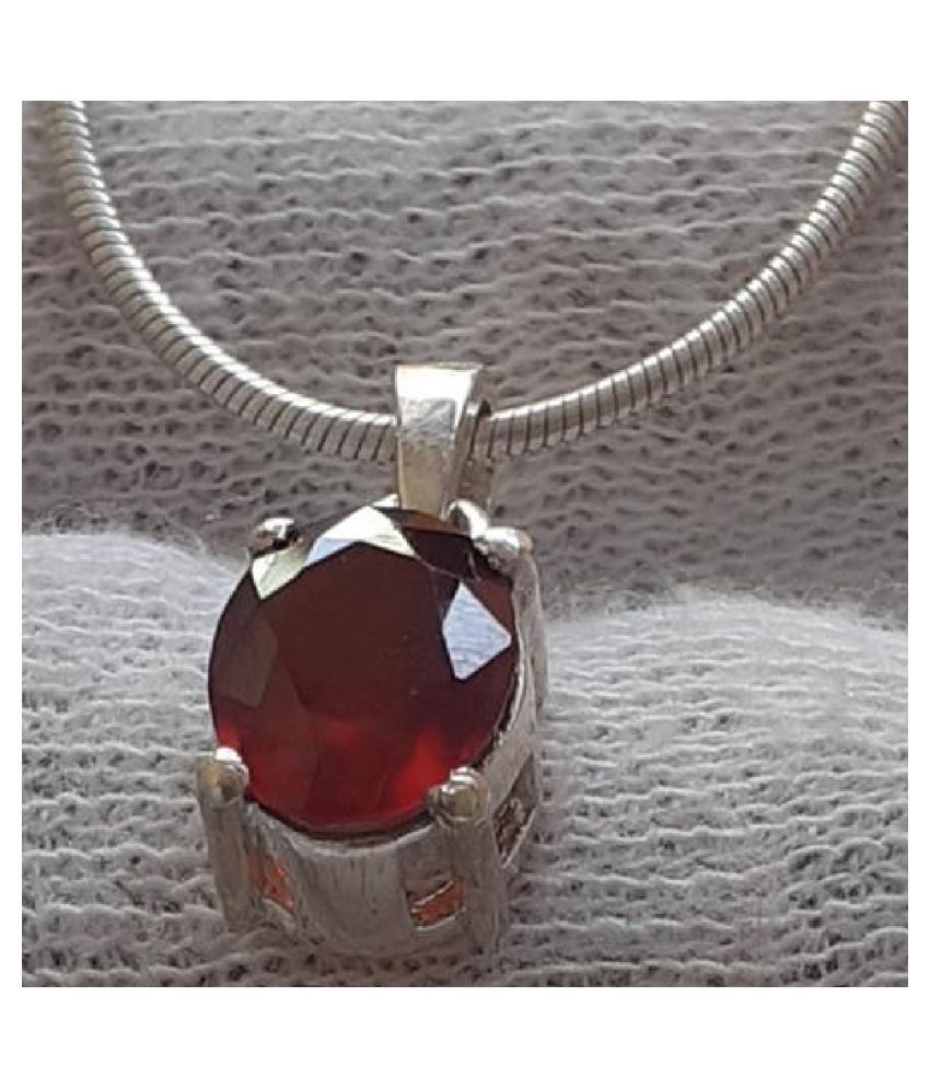 5 Carat Lab Certified silver Hessonite (Gomed) Pendant for unisex by