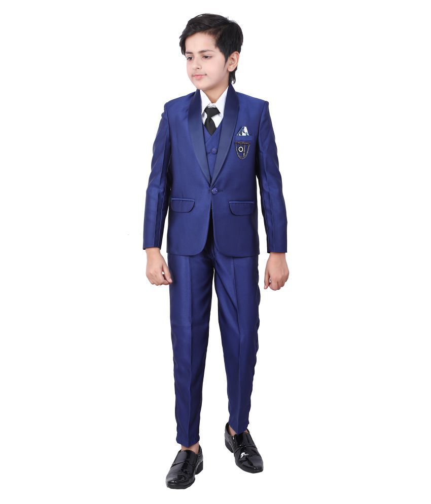     			Fourfolds 5 Piece Coat Suit with Shirt Pant Blazer & Tie for Kids & Boys_FS123