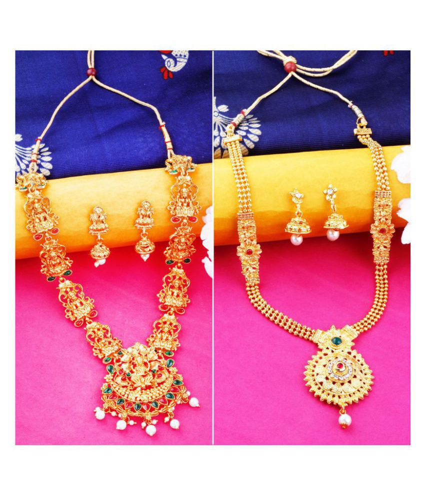     			N M CREATION Alloy Golden Contemporary Contemporary/Fashion Gold Plated Necklace set Combo