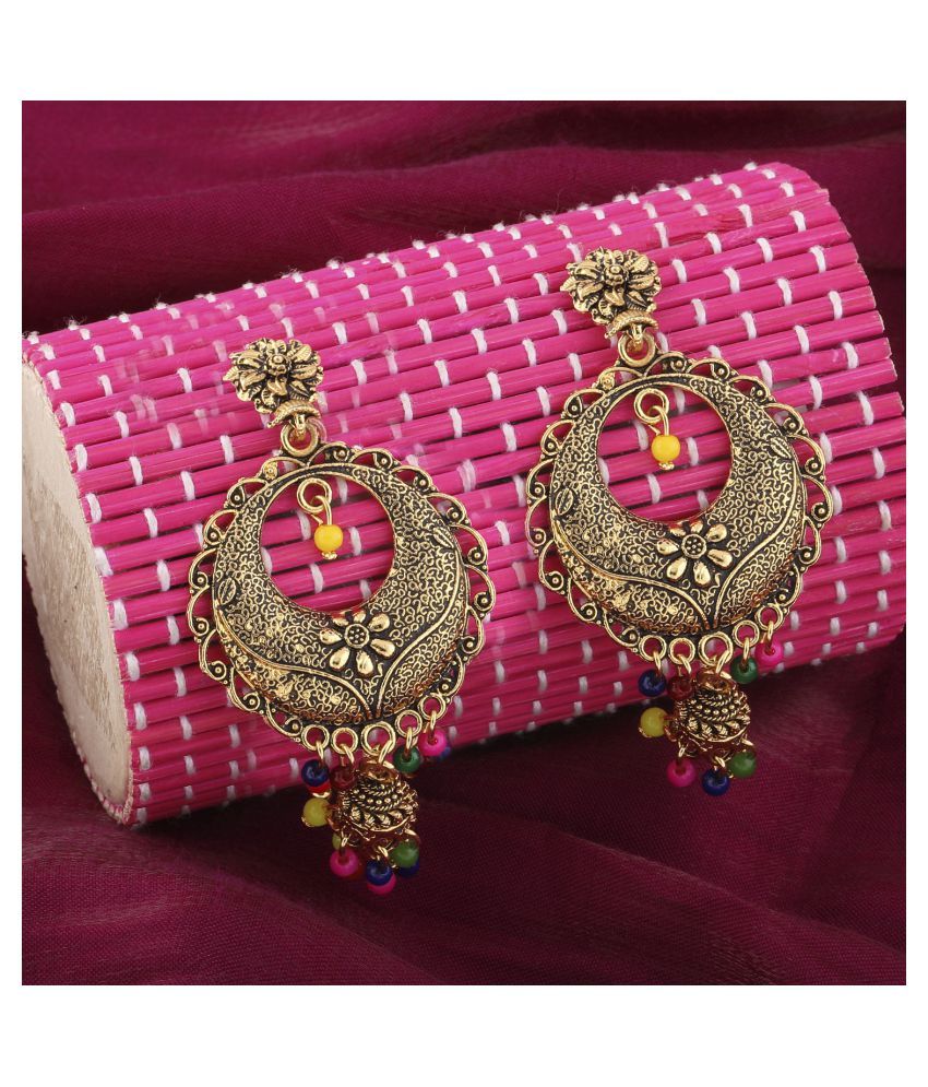     			SILVER SHINE  Appealing Multicolor Round  Dangle Jhumki Earrings