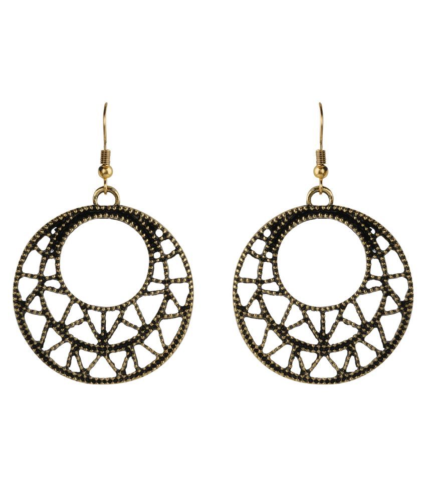     			SILVER SHINE  Golden Hollow Zali Work Earrings for Women