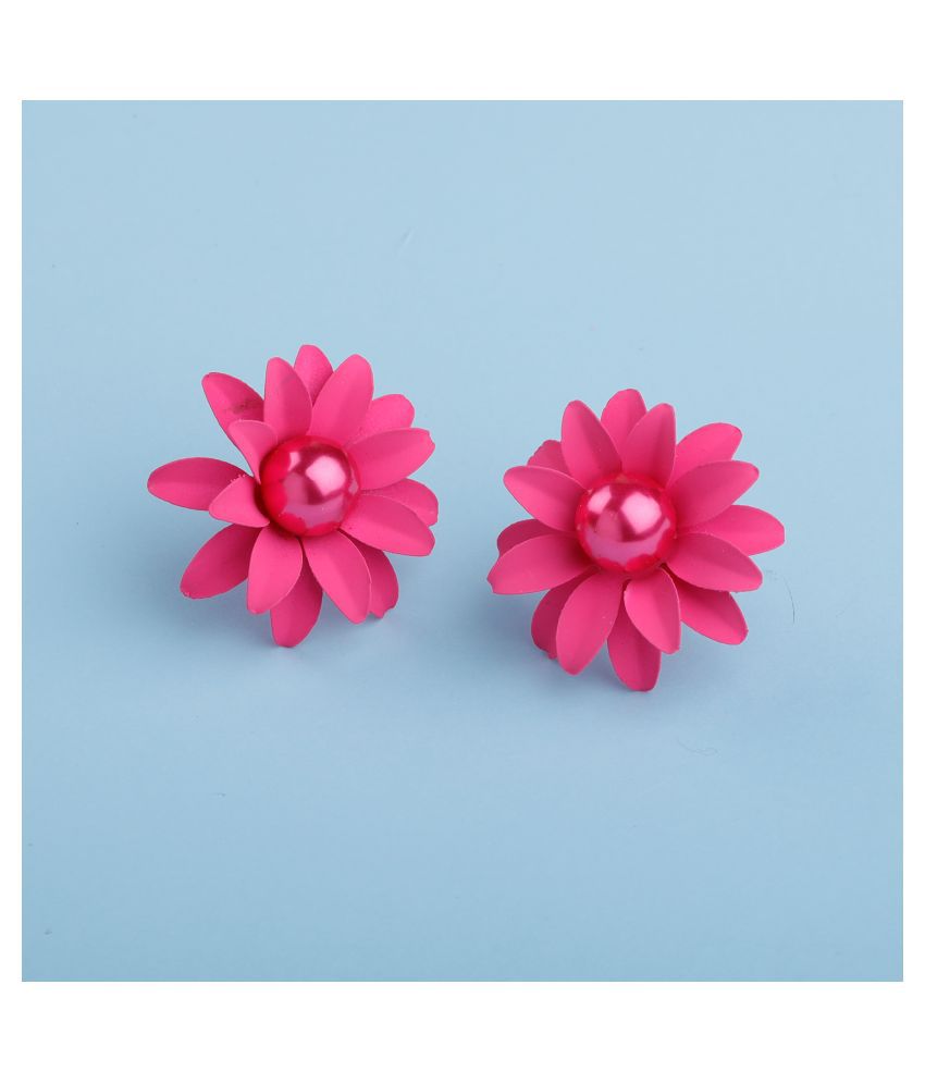     			SILVER SHINE  Superb Pink Beautifully Created Floral Design Stud Earring For Girls And Women