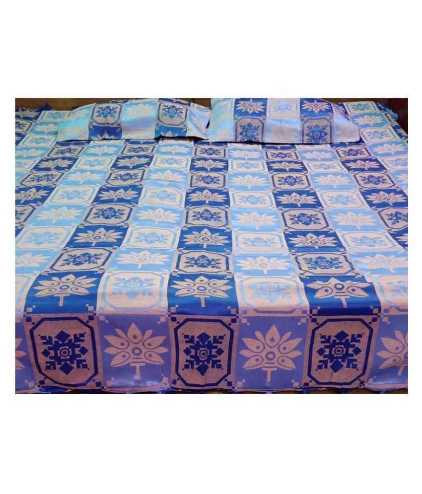 Ashok Trading c Silk Double Bedsheet with 2 Pillow Covers ( 209 cm x