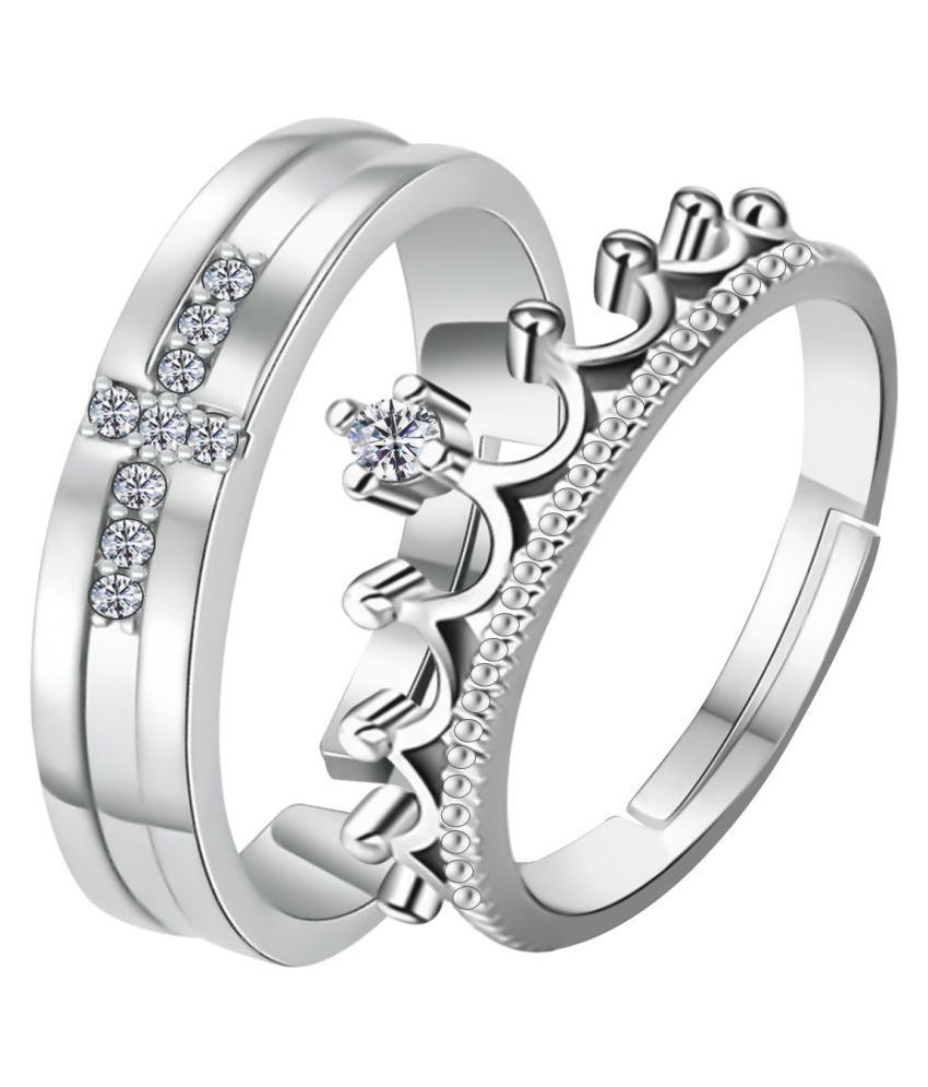     			SILVERSHINE Silverplated Exclusive His and Her Adjustable proposal couple ring For Men And Women Jewellery
