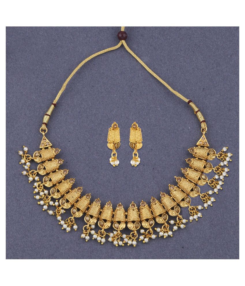     			Silver Shine Alloy Golden Contemporary Contemporary/Fashion Antique Necklaces Set