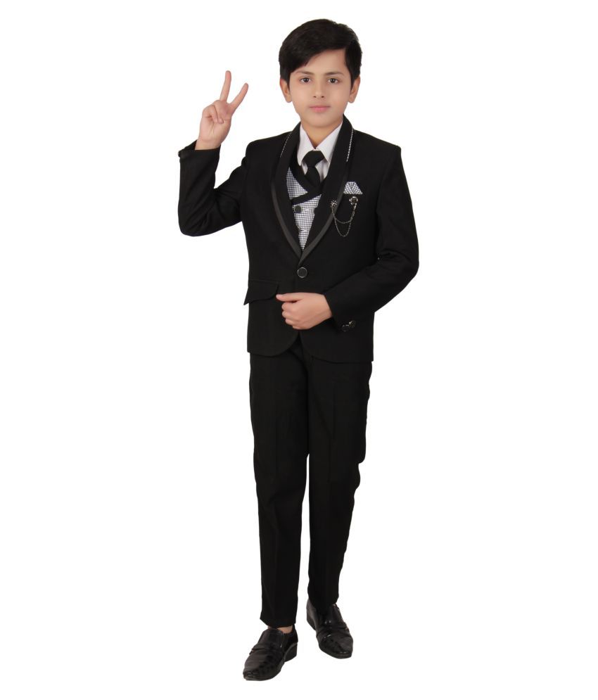     			Fourfolds Boys Polyester Blazer ( Pack of 1 , Black )