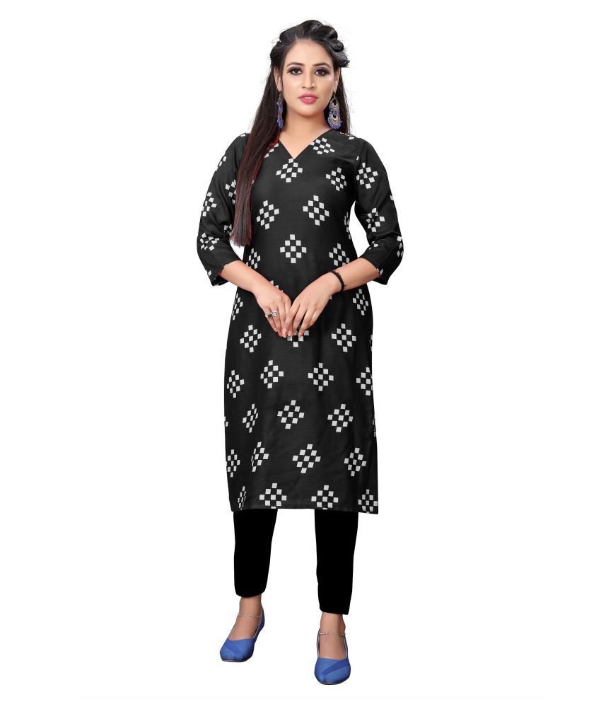     			MEESORRA - Black Rayon Women's Straight Kurti